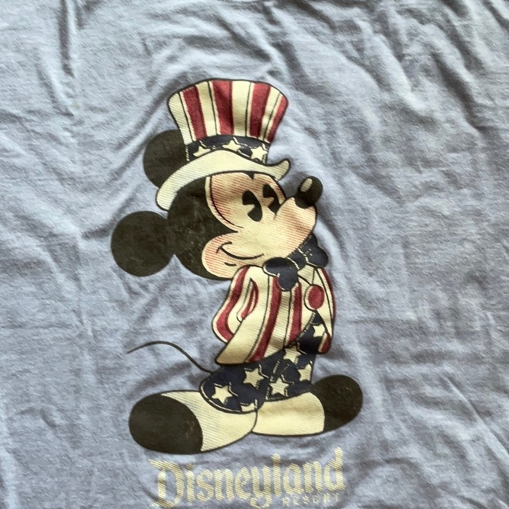 Hanes Disneyland T-shirt Blue Patriotic Mickey Mouse Crew Neck -XL
